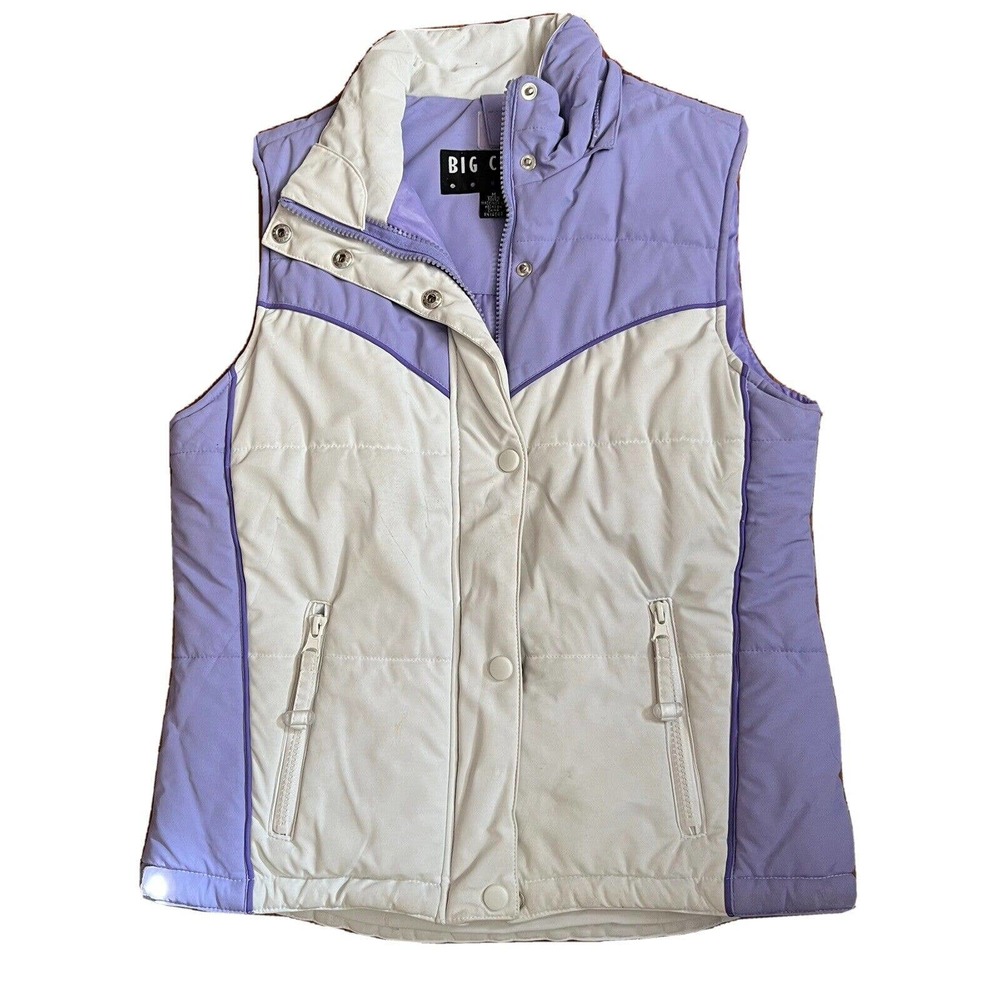 Big Chill Retro Ski Outerwear Puffer Vest Lavender And White Size Medium (10/12)